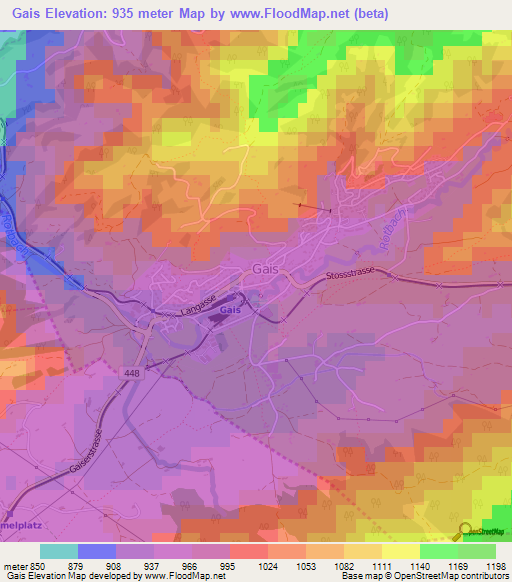 Gais,Switzerland Elevation Map