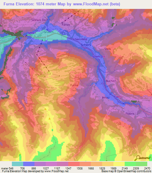 Furna,Switzerland Elevation Map