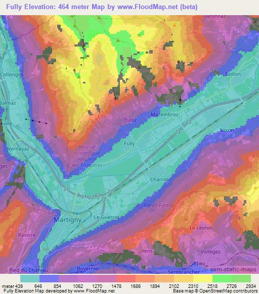 Fully,Switzerland Elevation Map