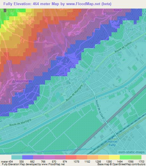 Fully,Switzerland Elevation Map