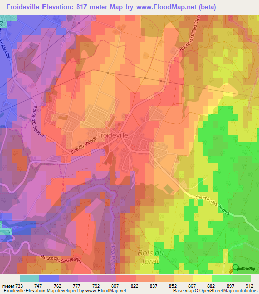 Froideville,Switzerland Elevation Map