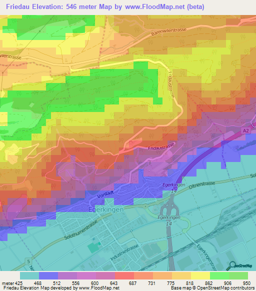 Friedau,Switzerland Elevation Map