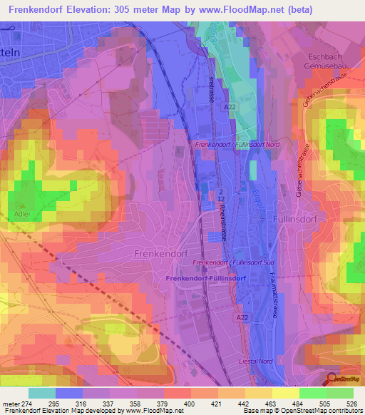 Frenkendorf,Switzerland Elevation Map