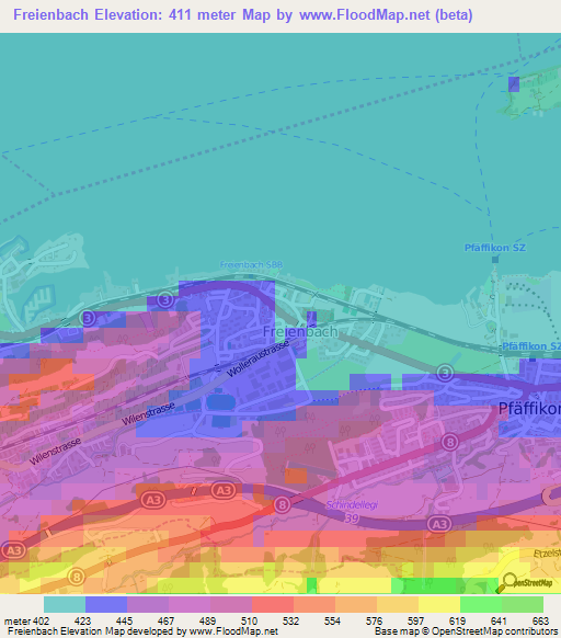 Freienbach,Switzerland Elevation Map