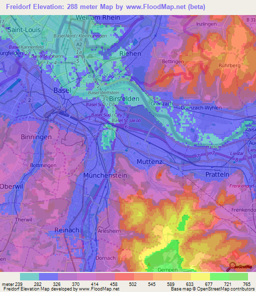 Freidorf,Switzerland Elevation Map