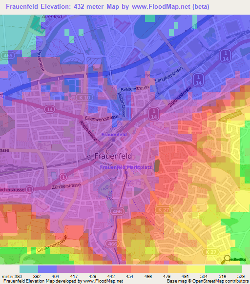 Frauenfeld,Switzerland Elevation Map