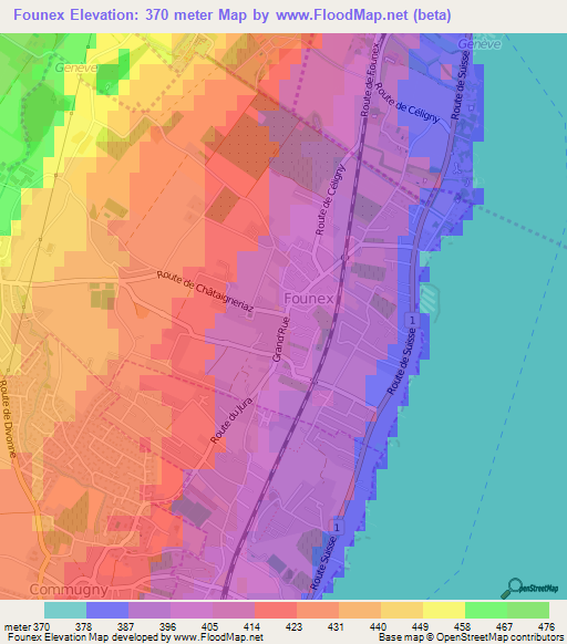 Founex,Switzerland Elevation Map