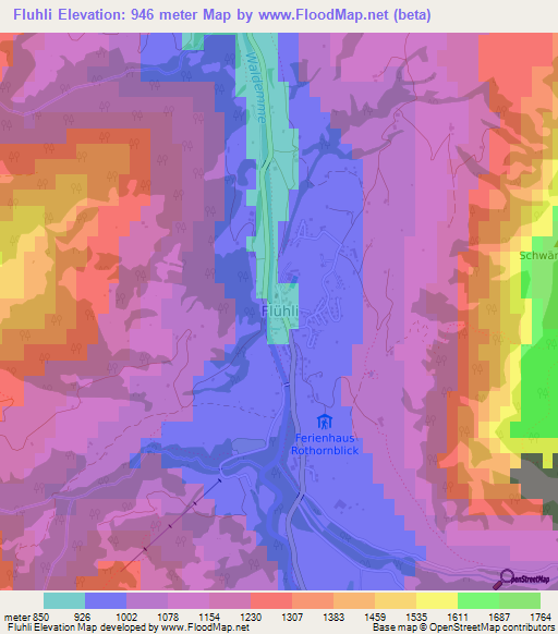 Fluhli,Switzerland Elevation Map