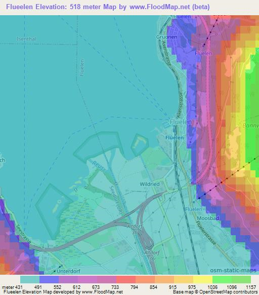 Flueelen,Switzerland Elevation Map