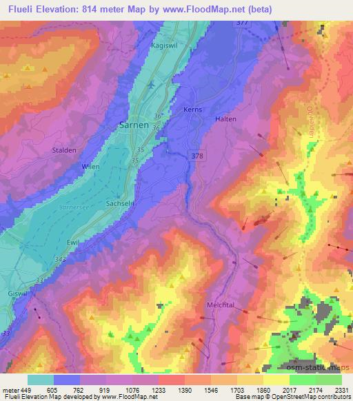 Flueli,Switzerland Elevation Map