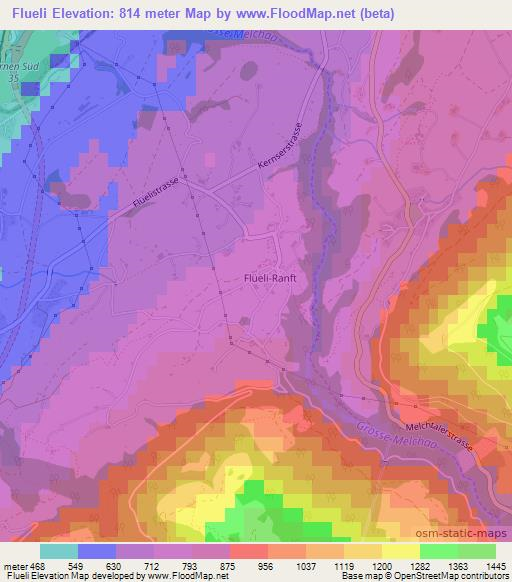 Flueli,Switzerland Elevation Map