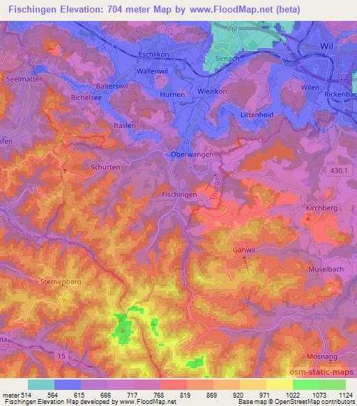 Fischingen,Switzerland Elevation Map