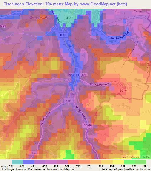 Fischingen,Switzerland Elevation Map