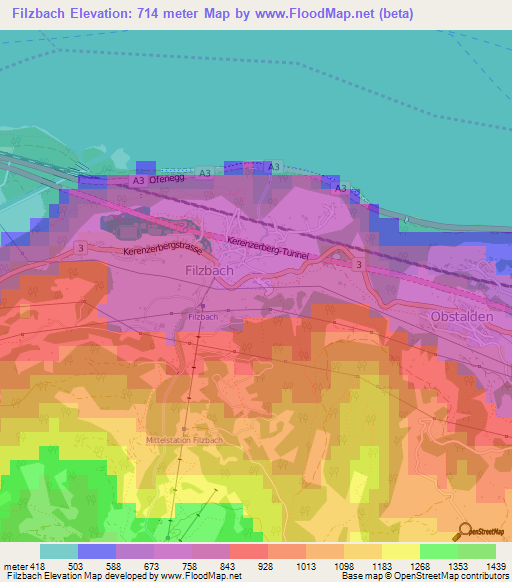 Filzbach,Switzerland Elevation Map