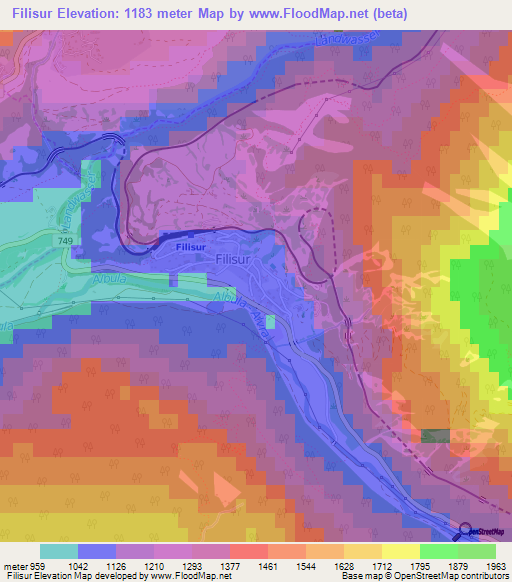 Filisur,Switzerland Elevation Map