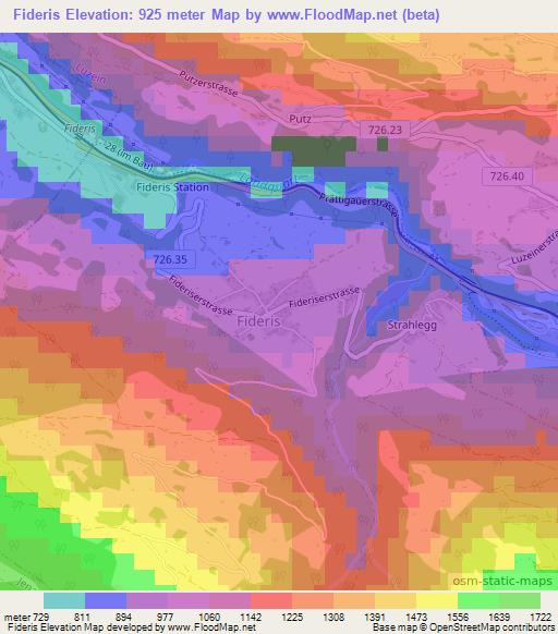 Fideris,Switzerland Elevation Map