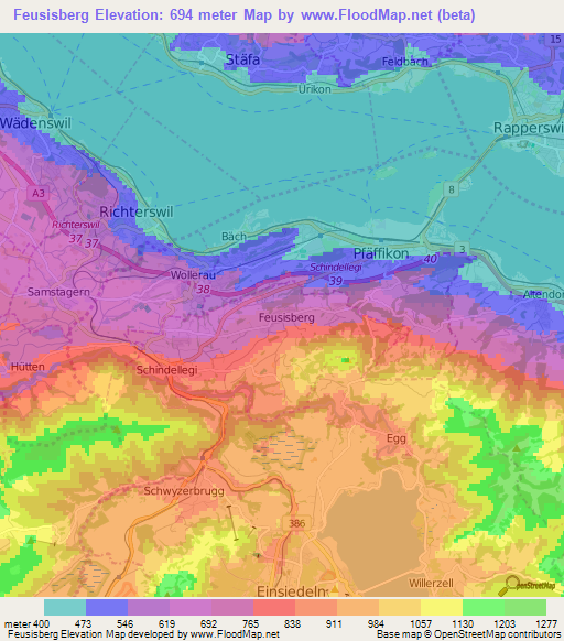 Feusisberg,Switzerland Elevation Map