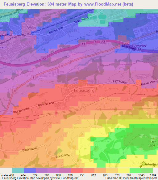 Feusisberg,Switzerland Elevation Map