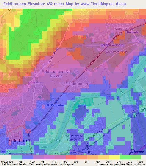 Feldbrunnen,Switzerland Elevation Map