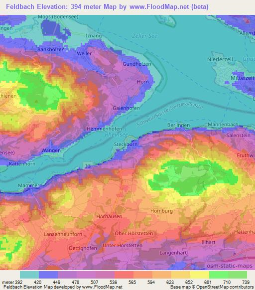 Feldbach,Switzerland Elevation Map