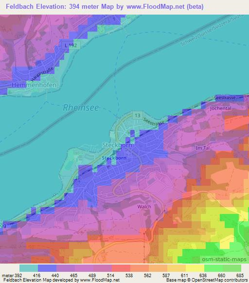 Feldbach,Switzerland Elevation Map