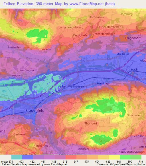 Felben,Switzerland Elevation Map