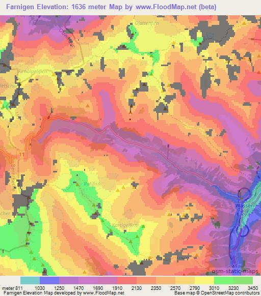 Farnigen,Switzerland Elevation Map