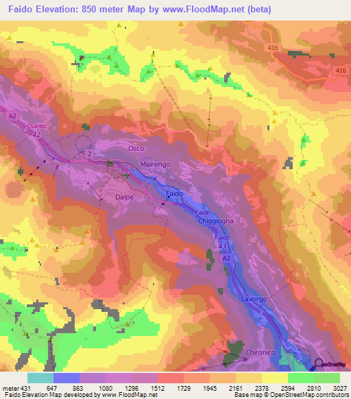 Faido,Switzerland Elevation Map