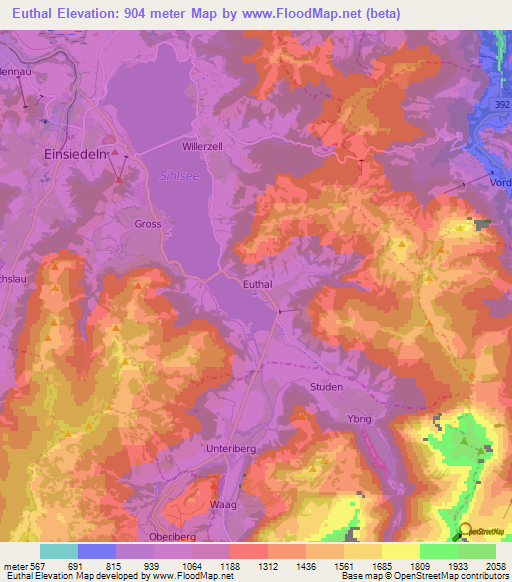 Euthal,Switzerland Elevation Map