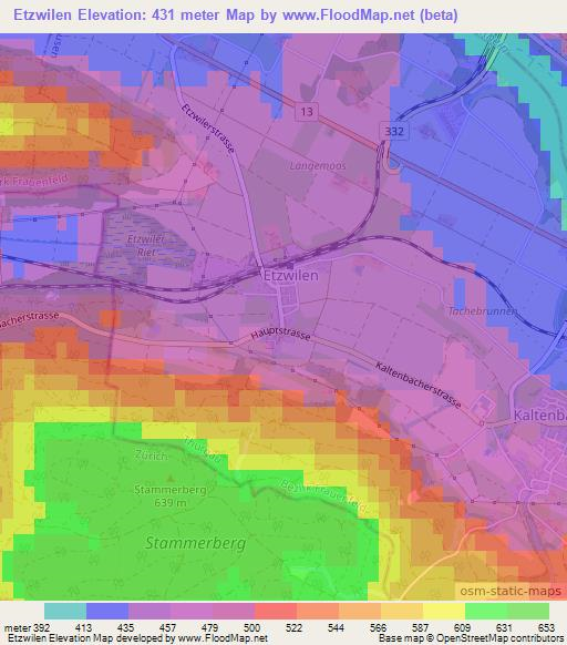 Etzwilen,Switzerland Elevation Map