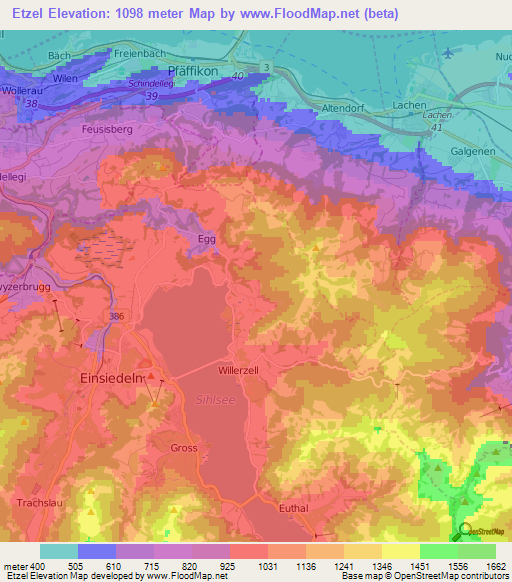 Etzel,Switzerland Elevation Map