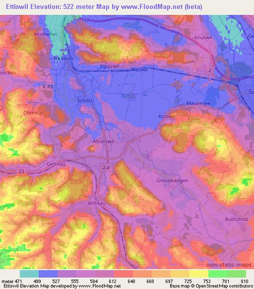 Ettiswil,Switzerland Elevation Map