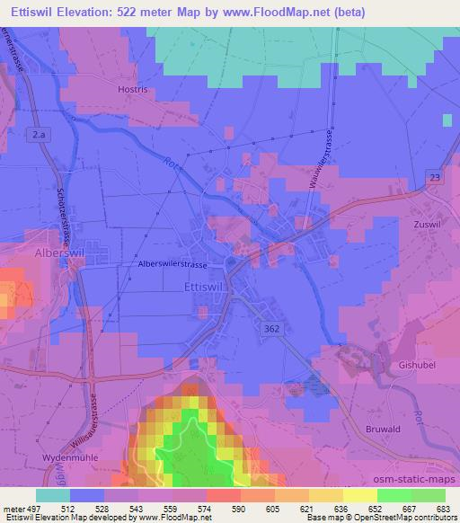 Ettiswil,Switzerland Elevation Map