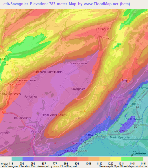etit-Savagnier,Switzerland Elevation Map