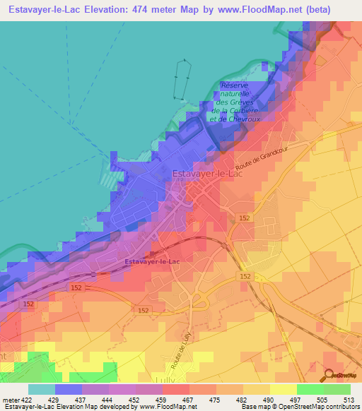 Estavayer-le-Lac,Switzerland Elevation Map