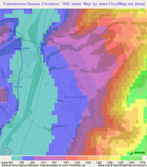 Estavannens-Dessus,Switzerland Elevation Map