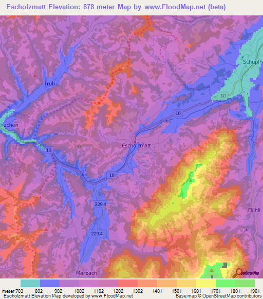 Escholzmatt,Switzerland Elevation Map