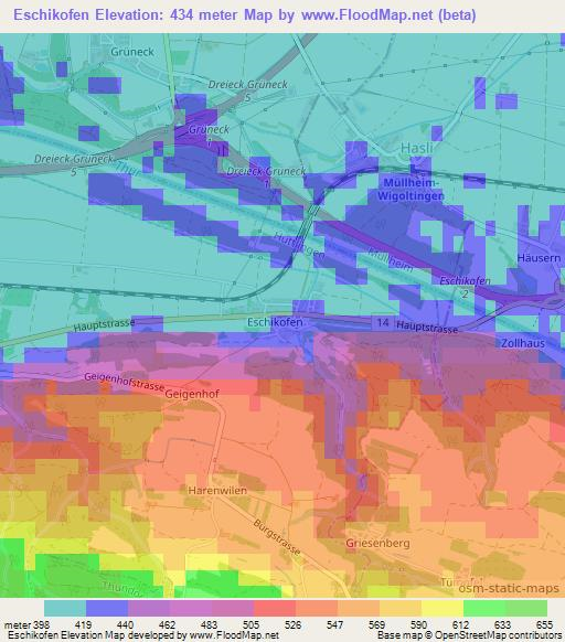 Eschikofen,Switzerland Elevation Map