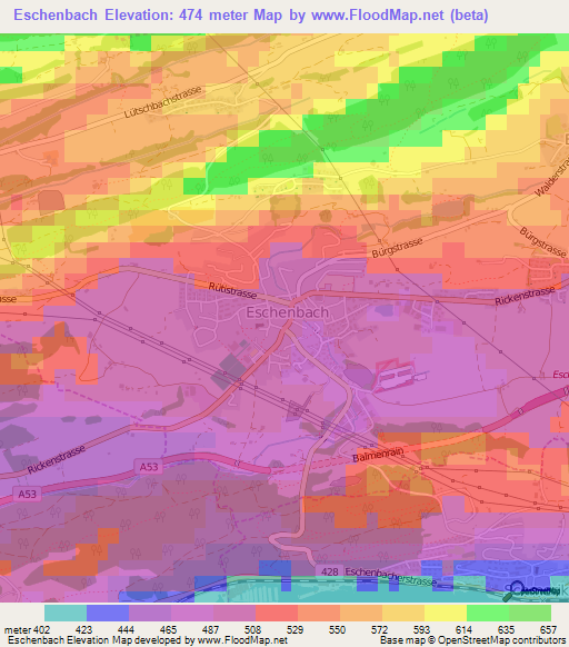 Eschenbach,Switzerland Elevation Map