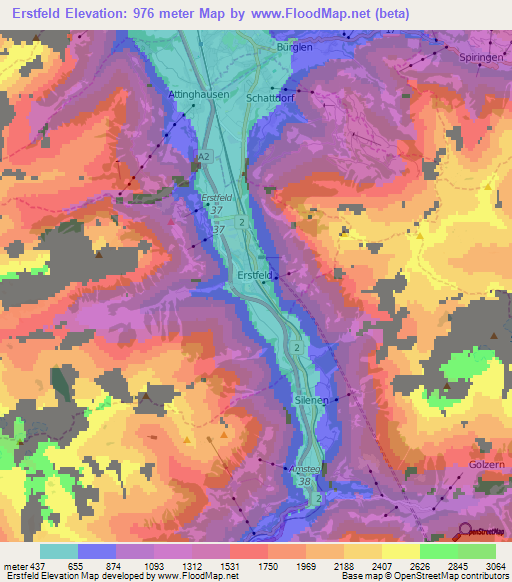 Erstfeld,Switzerland Elevation Map