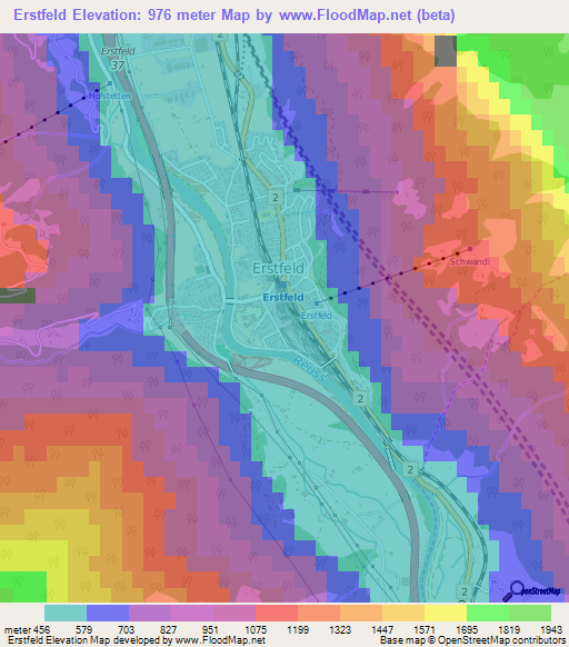 Erstfeld,Switzerland Elevation Map