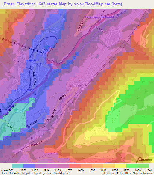 Ernen,Switzerland Elevation Map