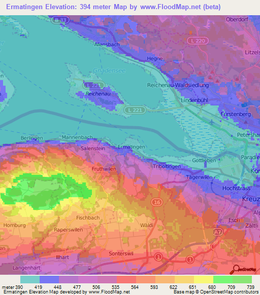 Ermatingen,Switzerland Elevation Map