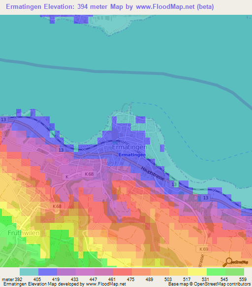 Ermatingen,Switzerland Elevation Map