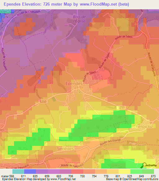 Ependes,Switzerland Elevation Map