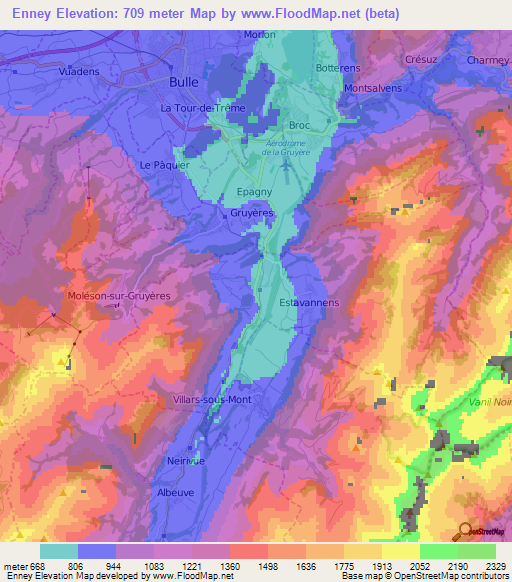 Enney,Switzerland Elevation Map