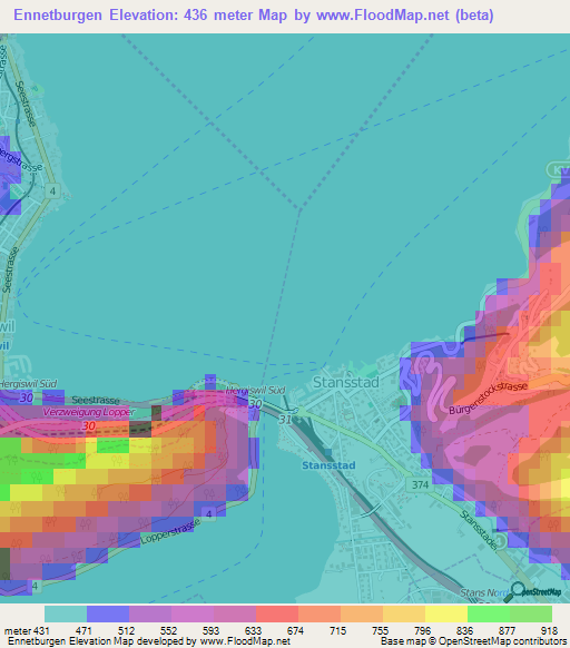 Ennetburgen,Switzerland Elevation Map