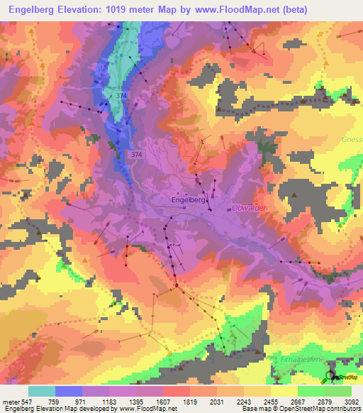 Engelberg,Switzerland Elevation Map