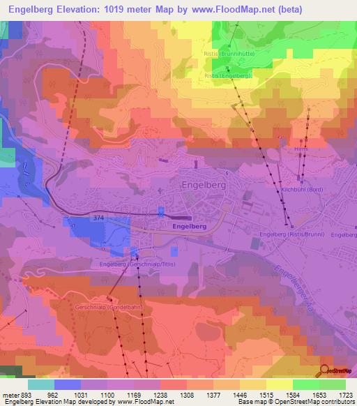 Engelberg,Switzerland Elevation Map