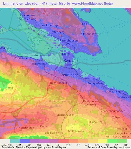 Emmishofen,Switzerland Elevation Map